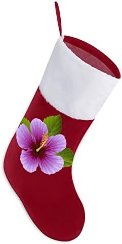 Червени Коледни Чорапи с Гибискусом, Украса за Дома, Коледна Елха, Висящи Чорапи за Камината
