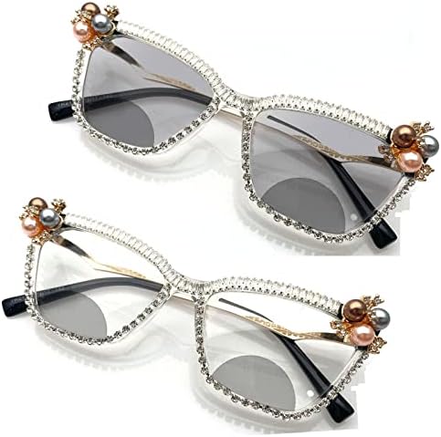 Извънгабаритни Преходни Фотохромичните Бифокални Очила за Четене за Жени, Модни Компютърни Очила с кристали