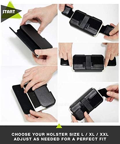 Кобур за мобилен телефон от висококачествена естествена кожа Tooks с Превръщането клипс за колан на 360 градуса