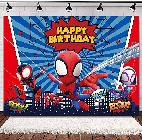 Cartoony Герой-Спайдърмен и Приятели, Фон за Снимки на децата, Декор за Парти честит Рожден Ден, Супергерой