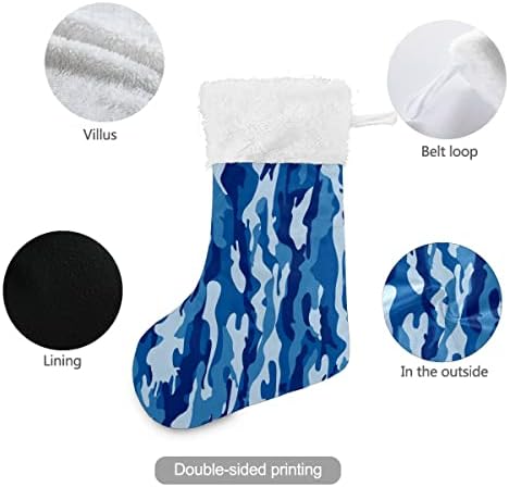 Коледни Чорапи, Тъмно-Синя Униформа Камуфляжный Модел Бял Плюшен Маншет От Мерсеризованного Кадифе Семеен Празник