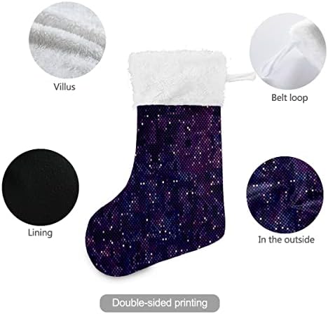 Коледни Чорапи Пикселизированные Лилаво Космическите Вселени Бели Плюшени Белезници От Мерсеризованного Кадифе