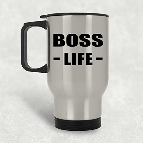 Designsify Boss Life, Сребърен Пътна Чаша 14 грама, на Изолиран Чаша от Неръждаема Стомана, Подаръци за Рожден