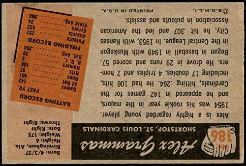 1955 Боуман 186 Алекс Грэммас Сейнт Луис Кардиналс (Бейзболна картичка), БИВШ+ Кардиналс