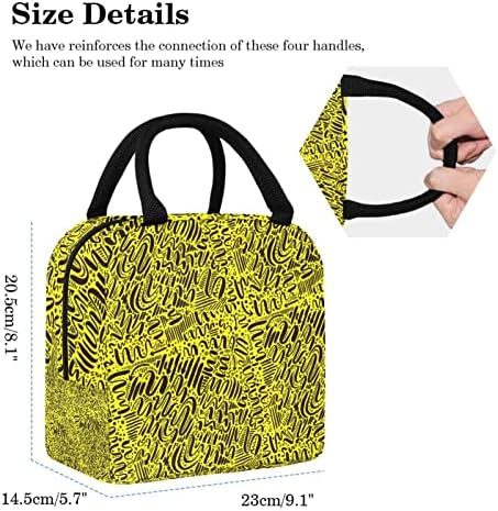 Рисованный Абстрактни Жълто Модел Боя Чанта за Обяд Изолиран Обяд-Бокс Чанта за Пикник на Открито Училище Пътен