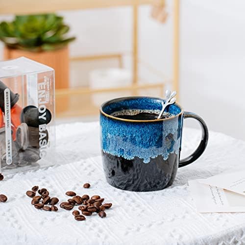 Керамични Кафеена чаша LiveHouse, Синя утайка от чаша за офиса и дома, 13 грама, Кафе Порцеланова чаша с Промяна