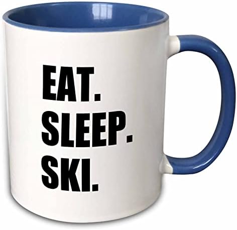 Оцветен чаша 3dRose Eat Sleep Ski, 11 грама, Многоцветен