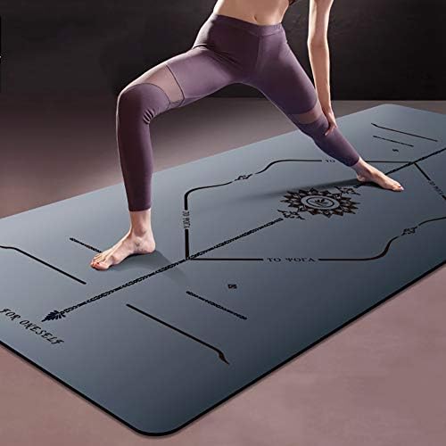 Нескользящий килимче за йога с выравнивающими линии, много дебели подложки за пилатес със защита от разкъсвания,