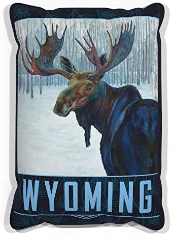 Възглавница за диван от изкуствена велур Зимни увреждания на Уайоминг с картини с маслени бои на художника Кари