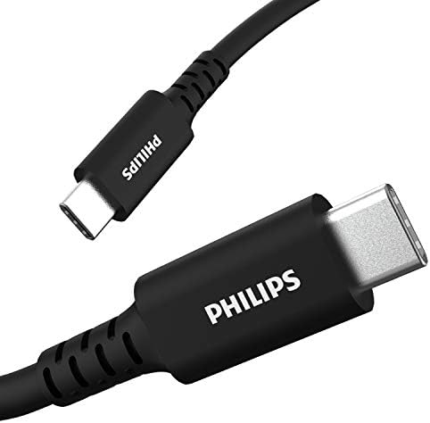 Кабел за зареждане на PHILIPS от USB-C-USB-C, дължина на кабела 6 Фута, 60 W, Сертифицирана по стандарта USB-If,