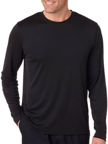 Тениска за изказвания Hanes Adult Cool Dri с дълъг ръкав, черно, XX-Large
