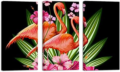 Стенно Изкуство за Всекидневната, Живопис с маслени бои Върху Платно В Голяма Рамка с Розови Фламинго за Домашен