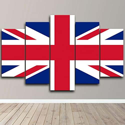 KKYY 5 Бр. Платно на Стенно Изкуство, В Рамката на Великобритания Знаме на Обединеното Кралство 5 панели Съвременната