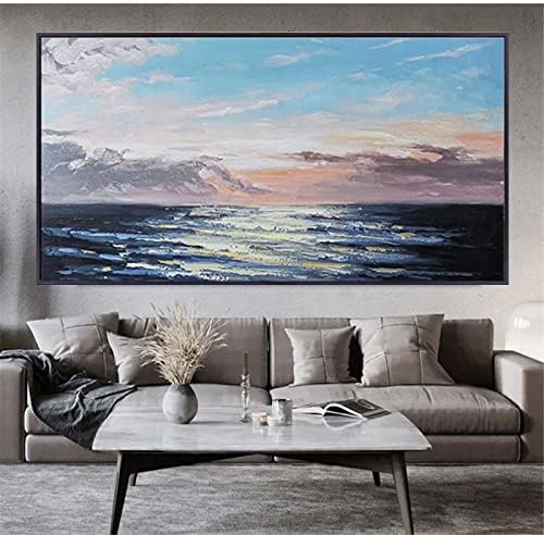 Ръчно рисувани Живопис с маслени бои, с Небе, Море и езеро, Текстура, Пейзаж, Банер, Съвременната Абстрактна