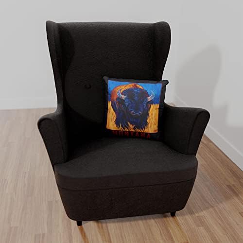 Холщовая възглавница Montana Lone Bison за дивана дома и офиса, картини с маслени бои на художника Кари Plc