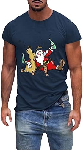 Xiloccer 2023 Мъжка Мода за Свободното време Спорт Коледа в памучна Тениска С къс ръкав С Принтом Тениски За
